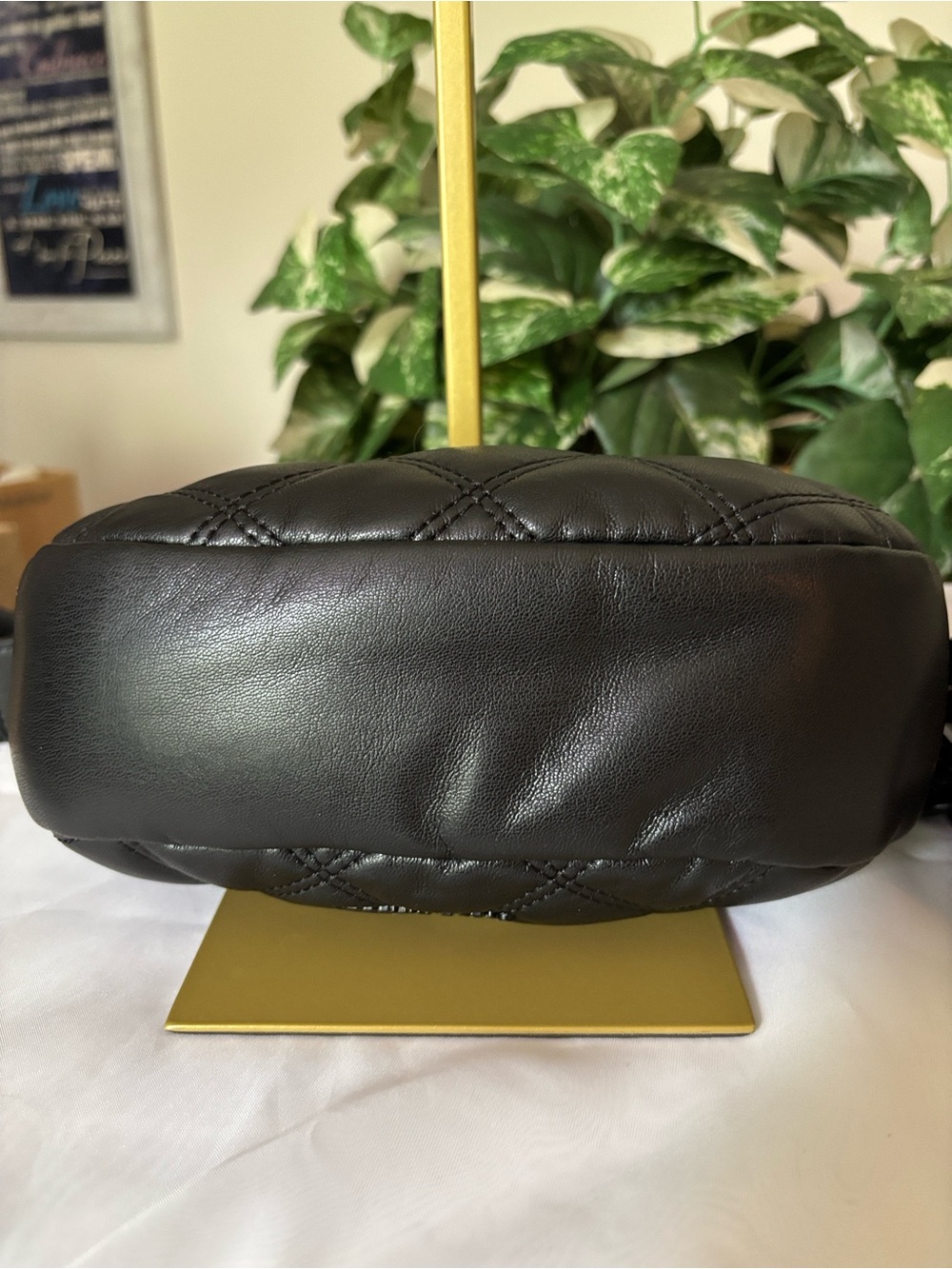 Steve Madden Black Quilted Shoulder Bag with Chain and Mini Pouch - Picture 10 of 13